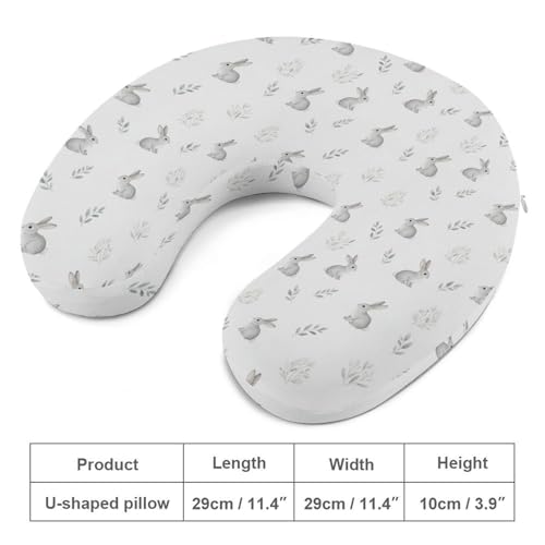 Image of Stylish U Shaped Travel Neck Pillow Memory Foam Chin Support Easter Bunny Rabbit Animal, Breathable Washable Cover for Airplane Car Office Decor