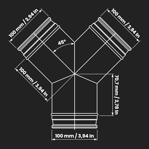 Image of Duct Splitter for Exhaust Fan Dryer Vent Hose 3 Way Duct Hose Connector, T Shape, T Joint Metal (4'' Inch, Y Shape)