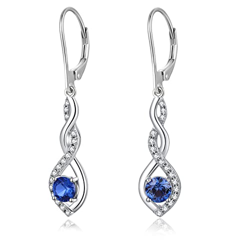Pendientes colgantes plata Pendiente mujer plata Pendientes colgante plata de ley pendientes largos plata Pendientes colgantes infinitos pendientes diamante mujer plata Zafiro