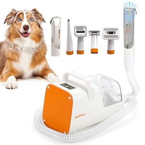 Pet Grooming Vacuum Kit, Suction 99% Pet Hair, Professional Rechargeable Clippers with 5 Proven Grooming Tools for Dogs Cats and Other Animals