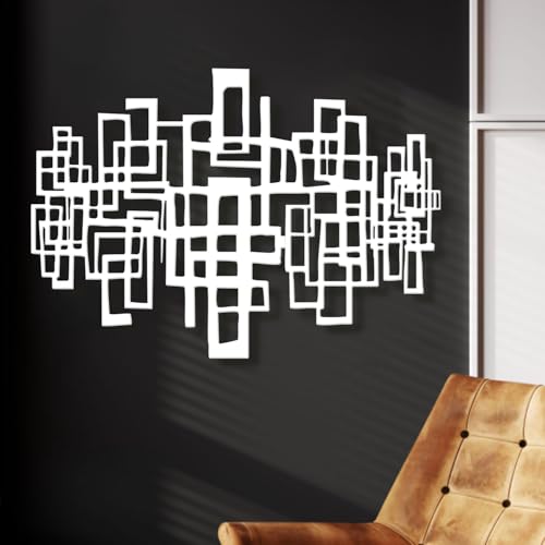 Objet décoratif en métal blanc géométrique moderne de 76 cm pour mur - 4