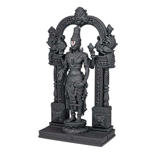 Image of MurtiHome Tirupati Balaji Idol, Lord Sri Venkateswara Swamy Statue | 10.16 cm Tall Small Black Color Figure Made From UV Resin, Crafted by 3D Printer for Car Dashboard, Home, Office, Gift