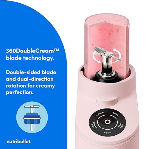 Image of nutribullet Chill Ice Cream Maker, for Gelato, Sorbet, Frozen Yogurt, Smoothie Bowls, Compact Size, (2) Dishwasher Safe 16 oz. Pint Cups with Lids, Cotton Candy Pink, NBD50100CCP