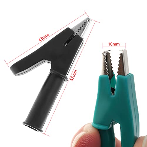 Image of 10pcs Fully Insulated Safety Crocodile Alligator Clip Copper Test Clamp 30A 5 Colors Open 10mm Clip with 4mm Socket Banana Jack for Multimeter Electrical Testing Wire Cable Test Lead Adapter