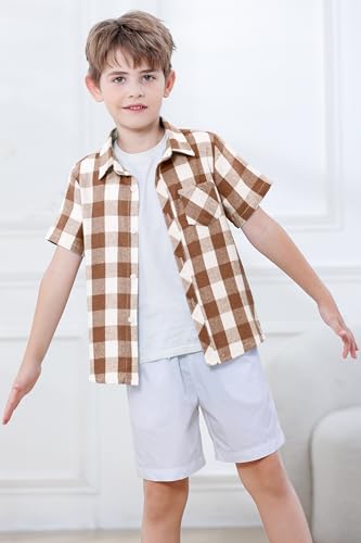 Image of SANGTREE Summer Button Down Shirts Cottn Tops for Men Women Boy Girl
