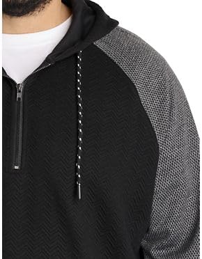 True Nation by DXL Men's Big and Tall 1/4-Zip Colorblocked Hoodie, Black2