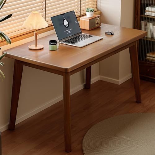 Bxzzuisパソコンデスク 学習机 勉強机 木製 シンプルワーク 80/100/120cm 無垢材 多機能 省スペース 簡単組立 おしゃれ 木目調 在宅勤務 高校生 学生用成長机でホームオフィスに最適 (100cm,クルミ色)