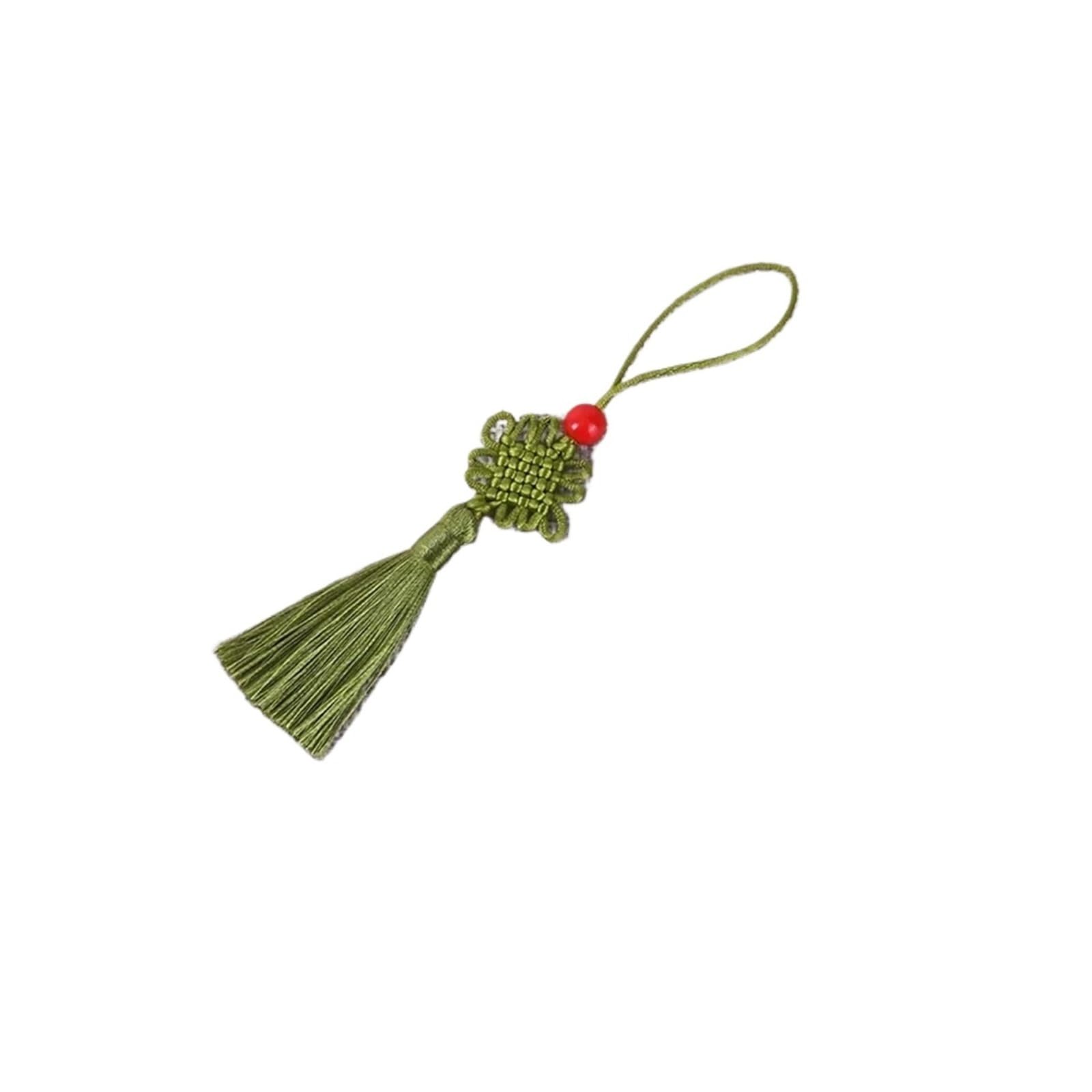 6/10 nappine in seta a forma di piccolo nodo cinese, 5 cm, per tende, fai da te, artigianato, regali, gioielli, decorazione (verde scuro, 6 pezzi)