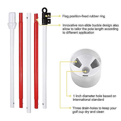 Kingtop Golf Pin Flags Pro, Practice Putting Green Flagstick Hole Cup Set, Golf Flag Stick For Driving Range | Backyard | Indoor | Outdoor, Red Flag Numbered #1, 6Ft Flagpole, 1-Set #TOP2