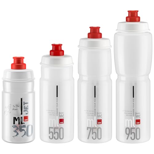 Botella de Agua para Ciclismo Elite Jet – 550 ml – Negro con Logo Gris – Alta Flujo, Biodegradable, Libre de BPA miniatura 2