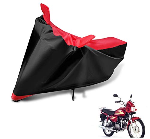 Image of Auto Hub Bike Cover Compatible with Hero Splendor Plus with Mirror Pocket, Dustproof, Heat Resistant, Triple Stitched, Splendor Plus Bike Cover- Black, Red