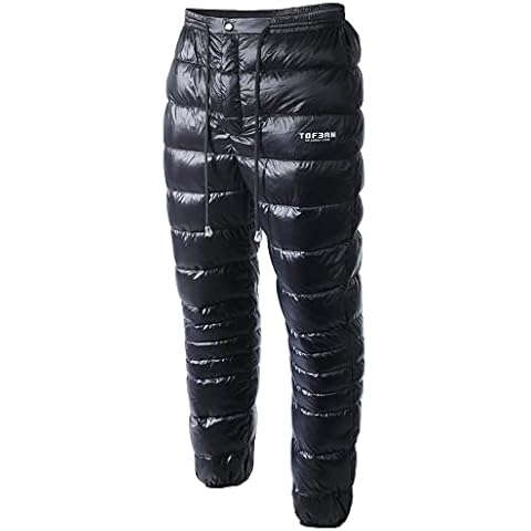 Tofern White Goose Down Pants Ultra Warm Water Repellent Ski Trousers Outdoor Camping Pants Cover
