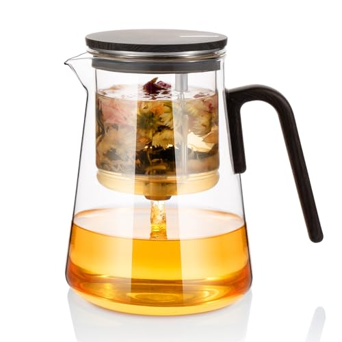 ZENS Magic Teekanne Glas mit Sieb, Teezubereiter für Losen Tee mit Magnet Sauger-Deckel, 1000ml Tea Maker for Tee Zubereitung, Teapot Griff aus Schwarznussholz, Teeliebhaber Geschenke ZENS Magic Teekanne Glas mit Sieb, Teezubereiter für Losen Tee mit Magnet Sauger-Deckel, 1000ml Tea Maker for Tee Zubereitung, Teapot Griff aus Schwarznussholz, Teeliebhaber Geschenke