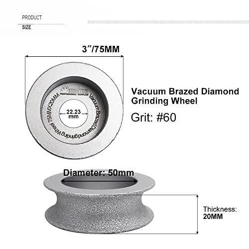 SHDIATOOL 3 Inch Profile Hand Diamond Wheel Height 20mm Half-Round Edge Grinding for Stone Marble Granite Rock