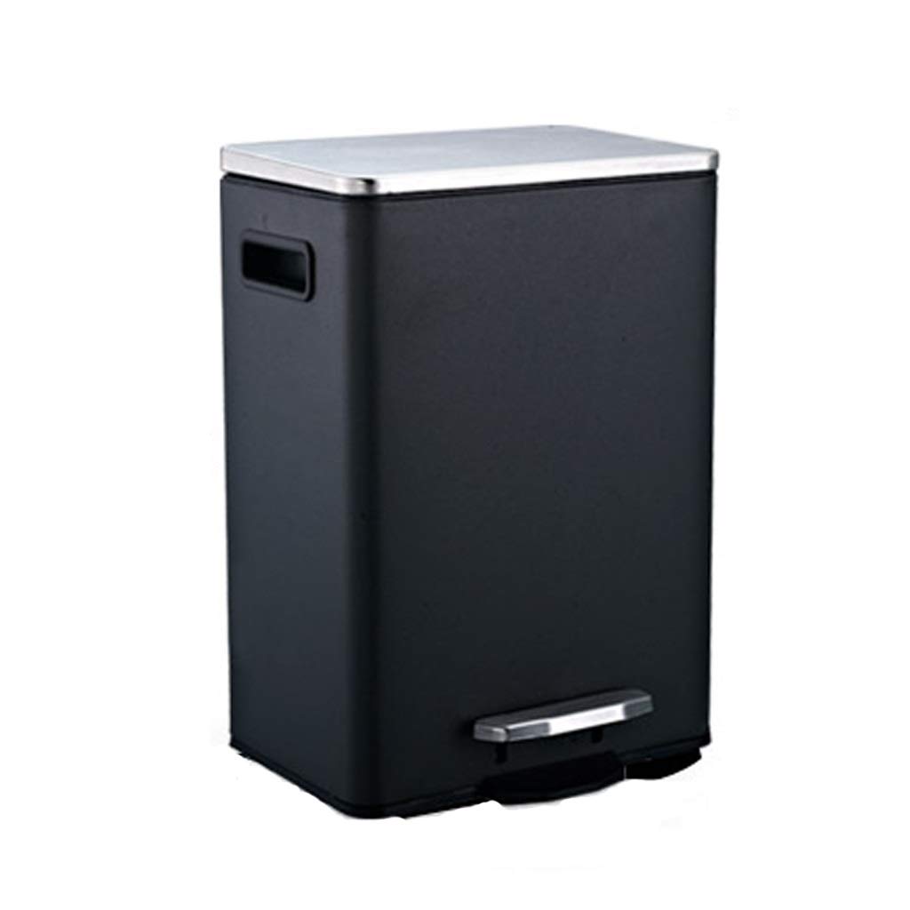 UPJAKS Cubo de Basura La Basura de la Cocina Puede Pedal Bote de Basura con Tapa de Hogares de la Sala Dormitorio Manera del Acero Inoxidable Bote de Basura Bote de Basura Baño (Color : Noir)