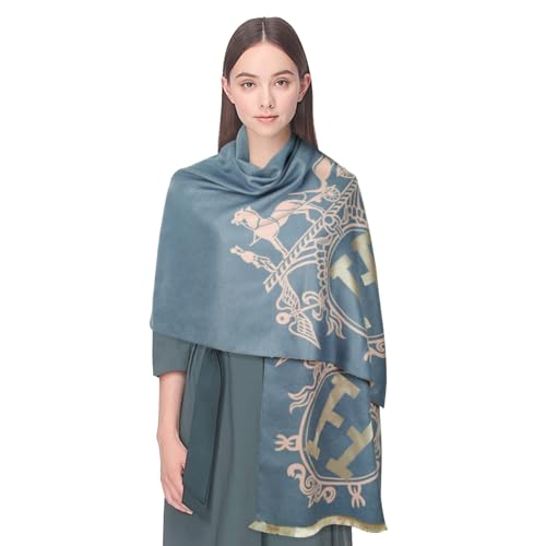 EXTREE Women's Scarf Pashmina Shawls and Wraps for Evening Dress Bridesmaid Wedding Bridal Winter Warm Long Large Scarves Misty Blue Big H Knight Carriage