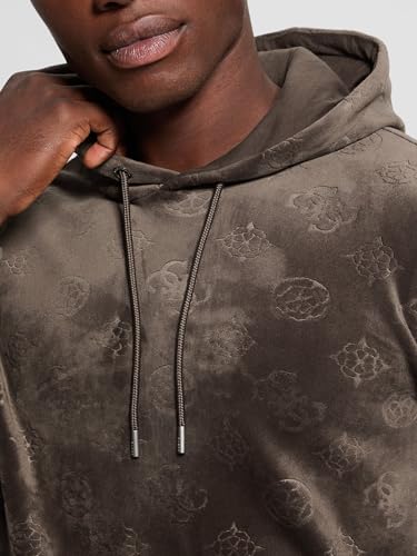 GUESS Men's Embossed Bonded Velvet Hoodie3