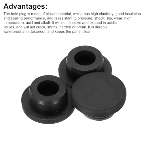 Image of MECCANIXITY 3pcs T-Shaped Silicone Plugs 23mm 7 /8 Inch Dia Snap in Plug Hole Seal Cover Round Rubber Stopper for Kitchen Rubber Bulkheads Waterproof Sealing Plugs Black