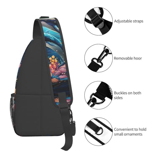Sling Bag para Mujer y Hombre bolsa pechera con diseño de delfín miniatura 4