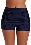 Lovache Damen-Badeshorts mit hoher Taille, gerüschtes Boyleg-Bikini-Höschen Gr. 52, marineblau