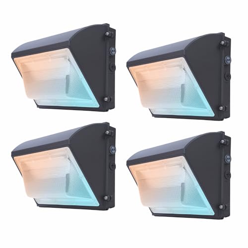 120W LED Wall Pack Light with Photocell 4Pack, 4000/5000/6500K 3CCT, 60/80/100/120W Selectable...