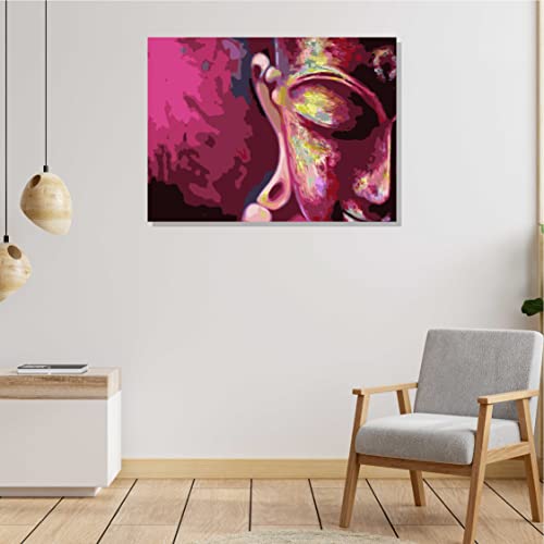 Image of RANGOLI 100% Cotton Stretched Canvas Painting 400 GSM, Framed Modern Art Lord Buddha Canvas Abstract Wall Art for Living Room, 3D Paintings for Wall Decor (16 x 23 Inch With Frame)