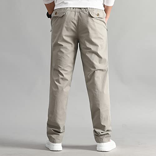 Mens Fashion Casual Loose Cotton Plus Size Pocket Lace Up Frenulum Pants Overall Work Slim4