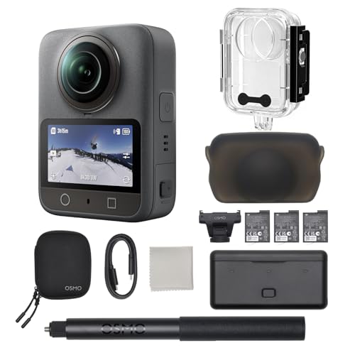 DJI Osmo 360�J�����C���r�W�u���_�C�u�P�[�X�A�h�x���`���[�R���{�A�o�b�e���[3�Ńo�b�e���[�����������A1.2m�̃C���r�W�u���Z���t�B�[�X�e�B�b�N�L�b�g�A�l�C�e�B�u360°�r�f�I�A105GB�����X�g���[�W�A100��8K�^��B