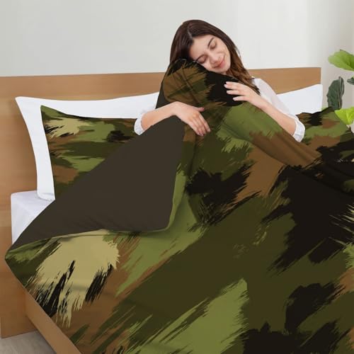 Housse de couette 200x200cm vert olive en textile microfibre premium