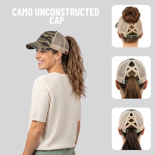 Image of Funky Junque Womens Baseball Cap Dad Hat Ponytail Messy Bun Trucker Ponycap