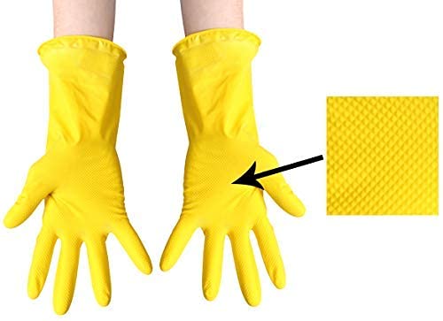 ADULTS HEAVY DUTY LATEX SAFETY GLOVES X12 PAIRS - INDUSTRIAL HYGIENIC HAND PROTECTION – DURABLE EVERY DAY USE GLOVES - MEDIUM - Image 4