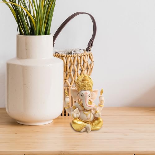 Statue de Ganesh dorée 14cm idole hindoue pour décoration de maison et bureau