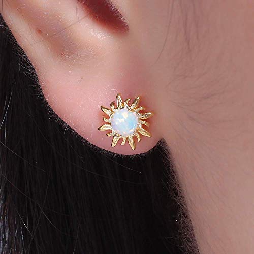Cinily Opal Earrings Sunflower Stud Earrings For Women Girls Ladies Flower Jewelry 18K Yellow Gold Plated Sun Opal Jewelry Gift #TOP2