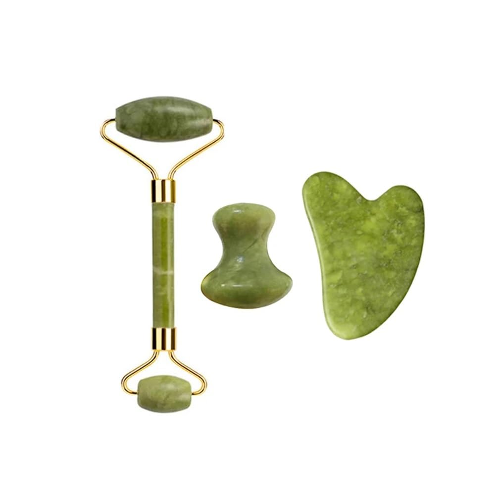Rullo di Giada Gua Sha Set for Massaggi Guasha Board Pettine Gouache Raschietto Body Spa Strumenti Sollevamento for l'invecchiamento(Type 23)