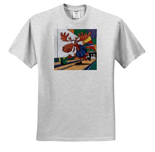 3dRose, Funny Cute Cool Colorful Abstract Moose Bowling Sports, T-Shirt