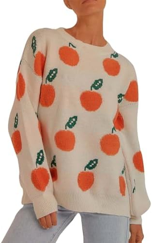 Amazon | [Foreted] ニット セーター レディース みかん柄 トップス