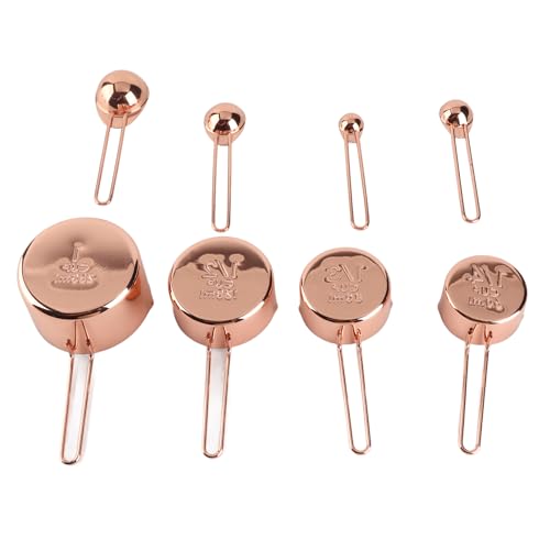 Juego de cucharas medidoras de 8 piezas color oro rosa para tu cafetería o cocina casera 6