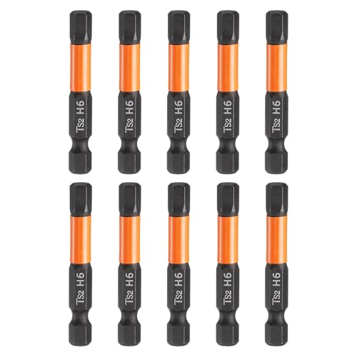 Image of sourcing map 10pcs Hex Head Wrench Drill Bit 6mm(H6) Metric 1/4" Hex Shank 2"(50mm) Length S2 Steel Magnetic Impact Drivers Screwdriver Bit Hexagon Electric Drill Bits