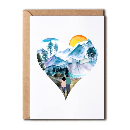 KrysDesigns Love Mountain Valentine – Heartfelt Hiking Love – Abenteuerkarte für Sie und Ihn