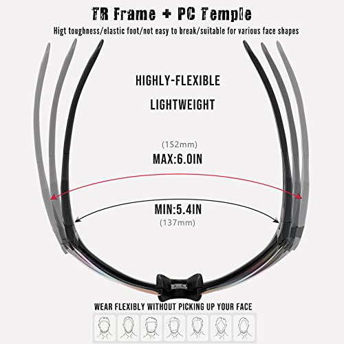 COMAXSUN Óculos de sol esportivos polarizados com 5 lentes intercambiáveis para homens e mulheres, c