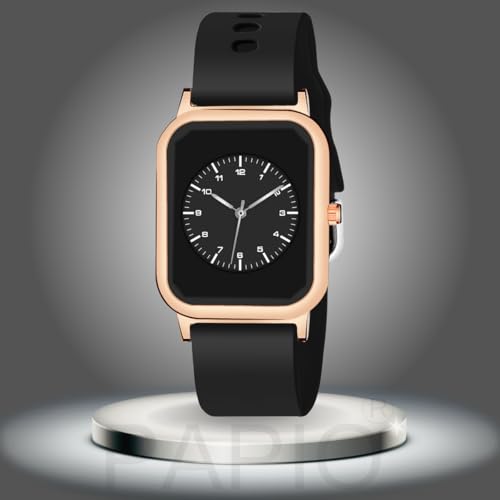 Image of PAPIO Rectangle Dial Analog Women's Fashion Wrist Watches, Silicone Strap, Quartz Movement