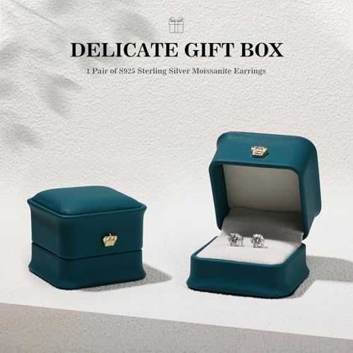 Moissanite Stud Earrings for Women, 0.6-4ct VVS1 Clarity, 18K White Gold Vermeil on 925 Sterling Silver, D Color Jewelry Gift3