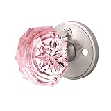 NIZADO Privacy Door Knobs Pink Interior Glass Door Knob Keyless Crystal Doorknob with Lock(Bedroom/B
