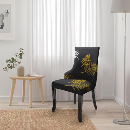Image of House of Quirk Wingback American Side Chair Slipcover-Accent Chair Cover Slipcover with Arm,Washable Dining Chair with Nailed Trim Protector for Dining Living Room (Gold Leaf)