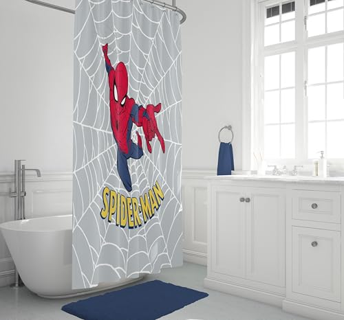 Image of Jay Franco Marvel Spiderman Fabric Shower Curtain - Kids Grey Bathroom Decor