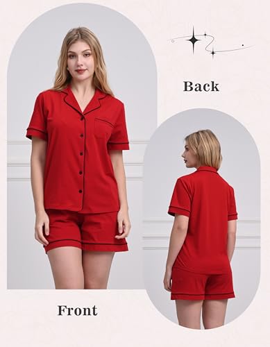 Image of NAP BOUND 100% Cotton Pajamas for Women Sets 2 Pieces Pjs Button short sleeves with Pockets Soft Sleepwear Loungewear XS-XXL