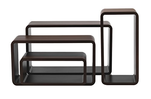 King Collection King Home m1106012/à Set 4 pièces Étagère Rectangulaire Courbe, Noyer, 50 X 16 x 30H 45 X 16 x 25H 40 X 16 x 20H 35 x 16 x 15H