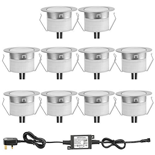RGBW (RGB+Warm White) Led Decking Lights Waterproof IP67 Ø45MM - Lighting for Terrace/Patio/Path/Wall/Garden/Decoration, 10 Packs