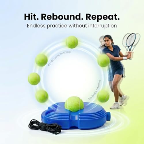 Image of Tennis Trainer Rebound Ball with String, Solo Cricket & Tennis Practice Set, Self Training Equipment for Kids & Adults, Indoor Outdoor Sports Practice Trainer (Blue)