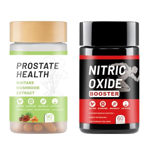 Image of Prostate Support Nitric Oxide Booster Kit, Include Turmeric Root, Mushroom Blend, and Saw Palmetto extracts, Designed to Protect and Support Prostate Healthy - 90 Capsules &60capsules